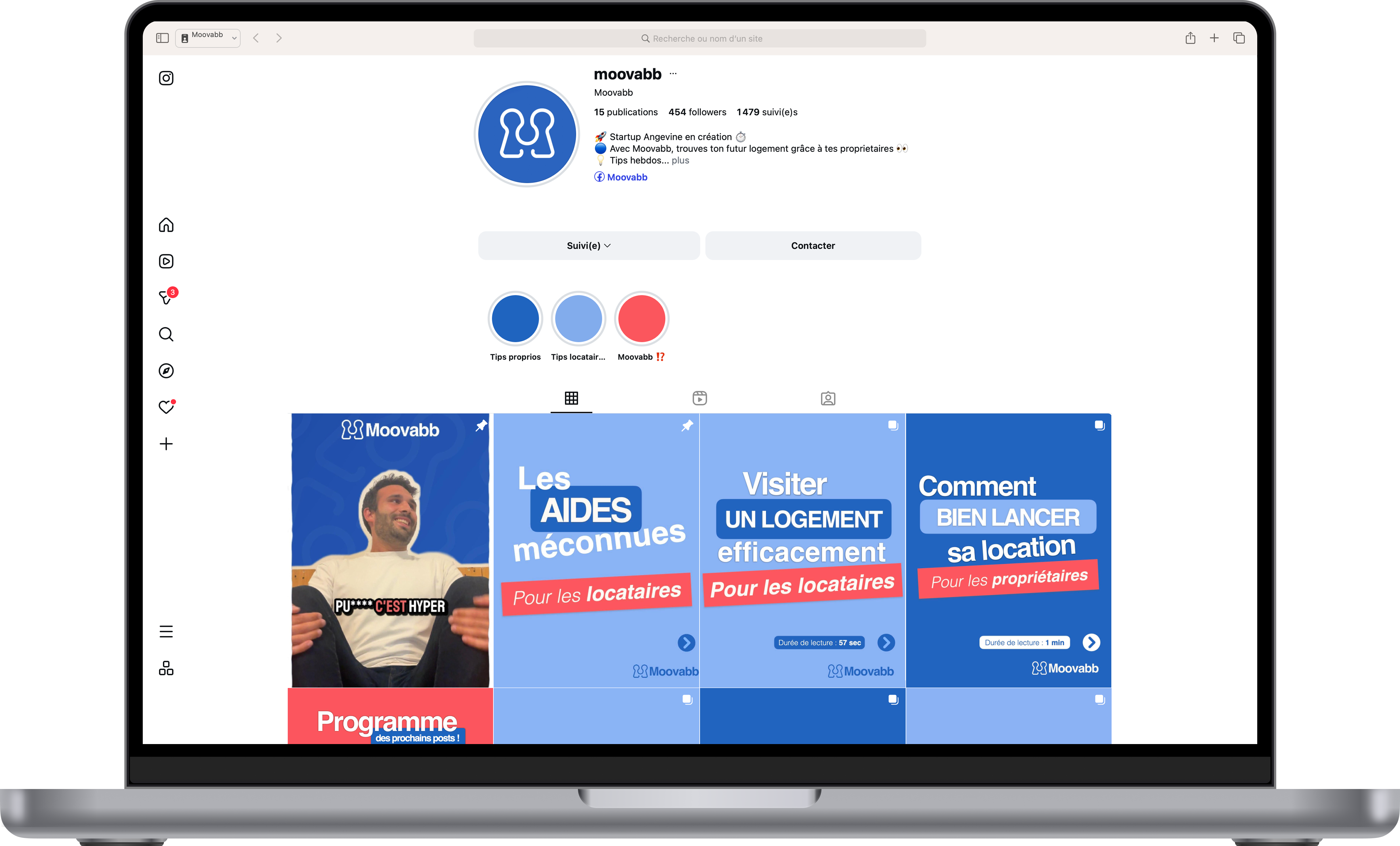 Aperçu de l'application Moovabb montrant les profils locataires et les avis vérifiés