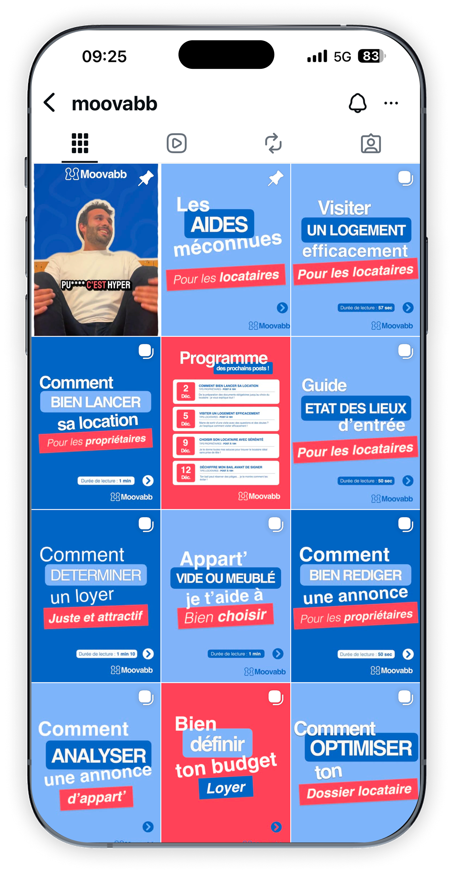 Aperçu de l'application Moovabb montrant les profils locataires et les avis vérifiés
